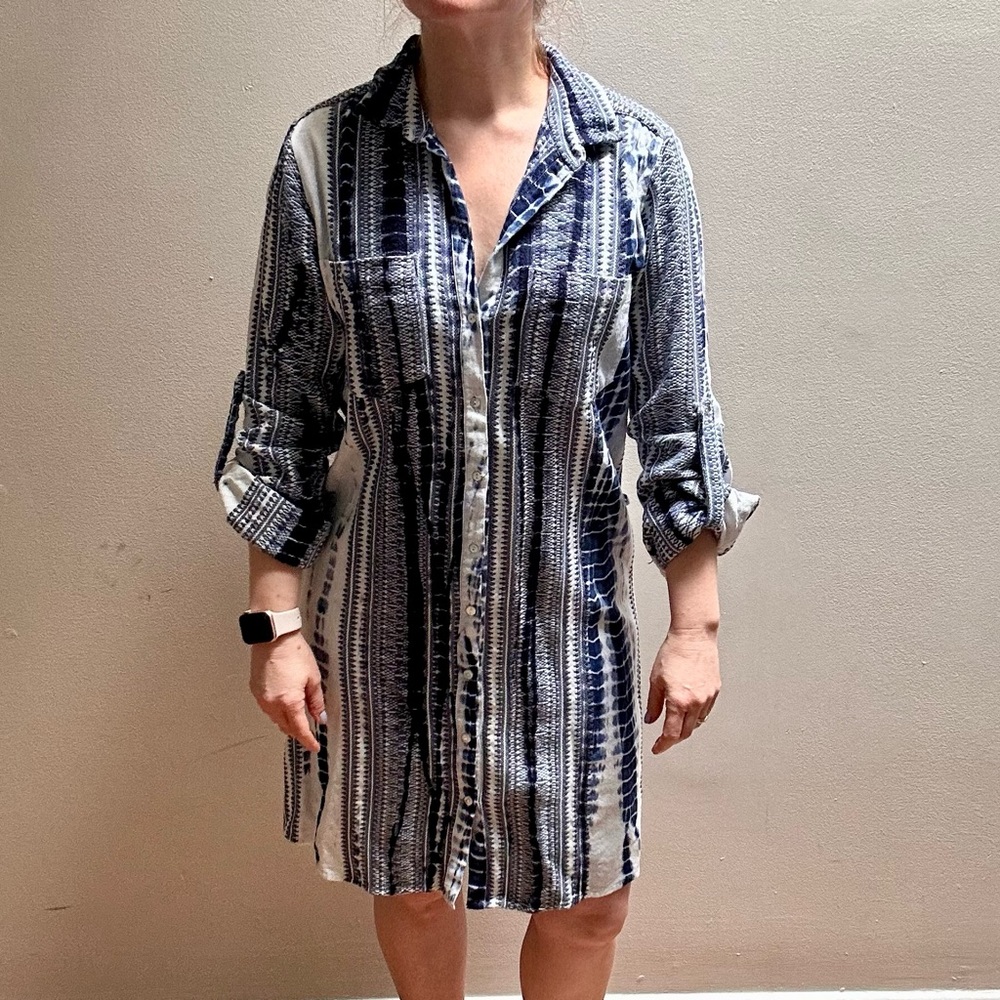 Solito Shibori  Cotton Shirt Dress Size S